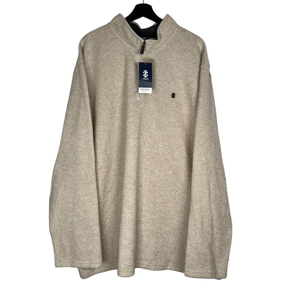IZOD Mens 3XLT Rock Heather Eco Thermasoft Quarter Zip Pullover Sweater NEW